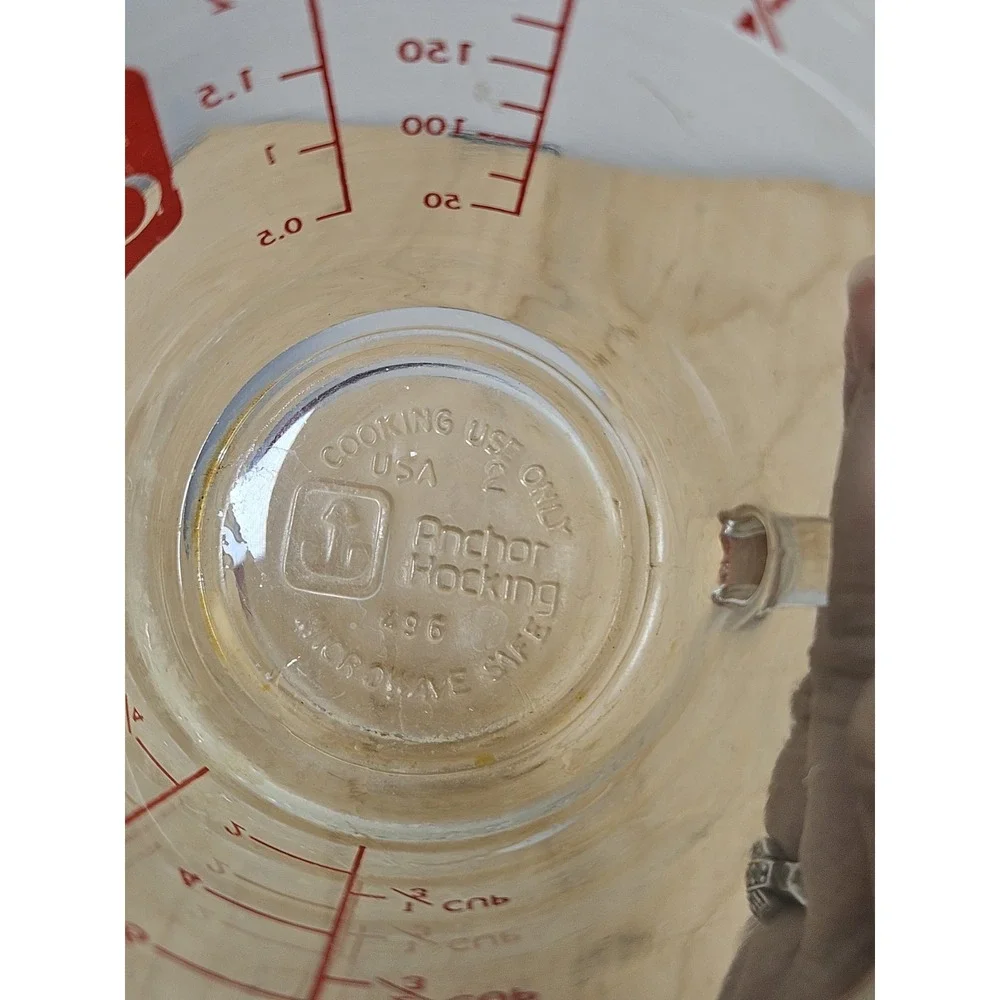 Anchor Hocking Oven Originals 1 Cup 8 Oz Glass Measuring Cup Red Made USA